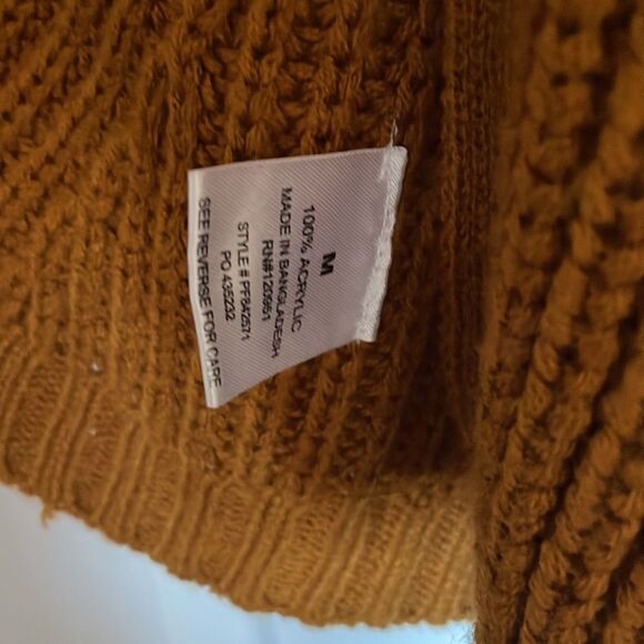 Pink Rose Mustard Burnt Orange Brown Knit sweater Cardigan size medium m fall - Picture 3 of 5